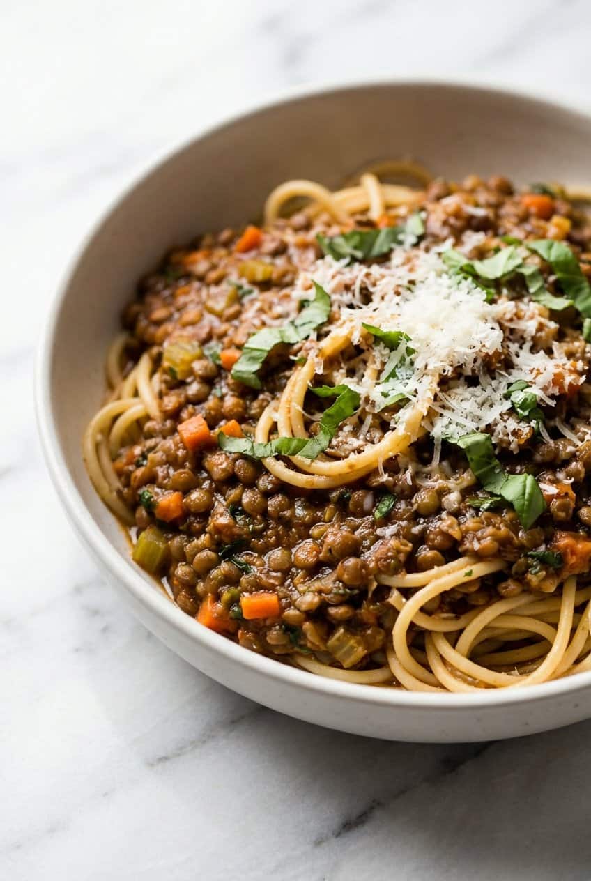 Close up of Lentil Bolognese