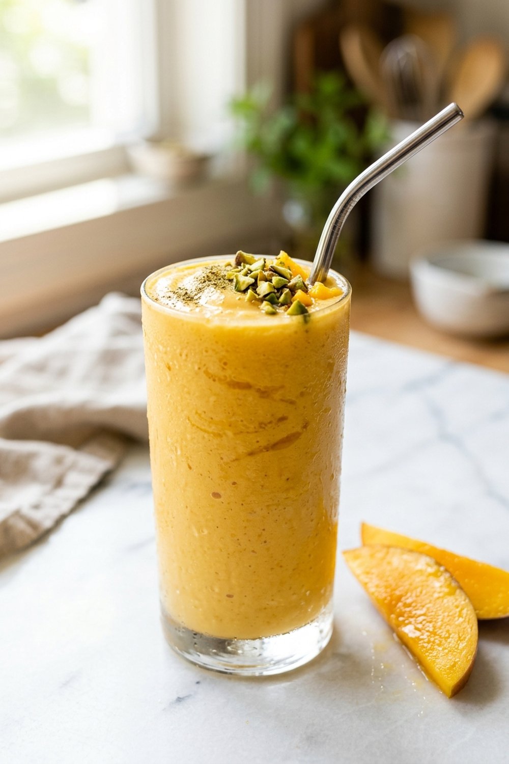 Mango Lassi Protein Smoothie close up