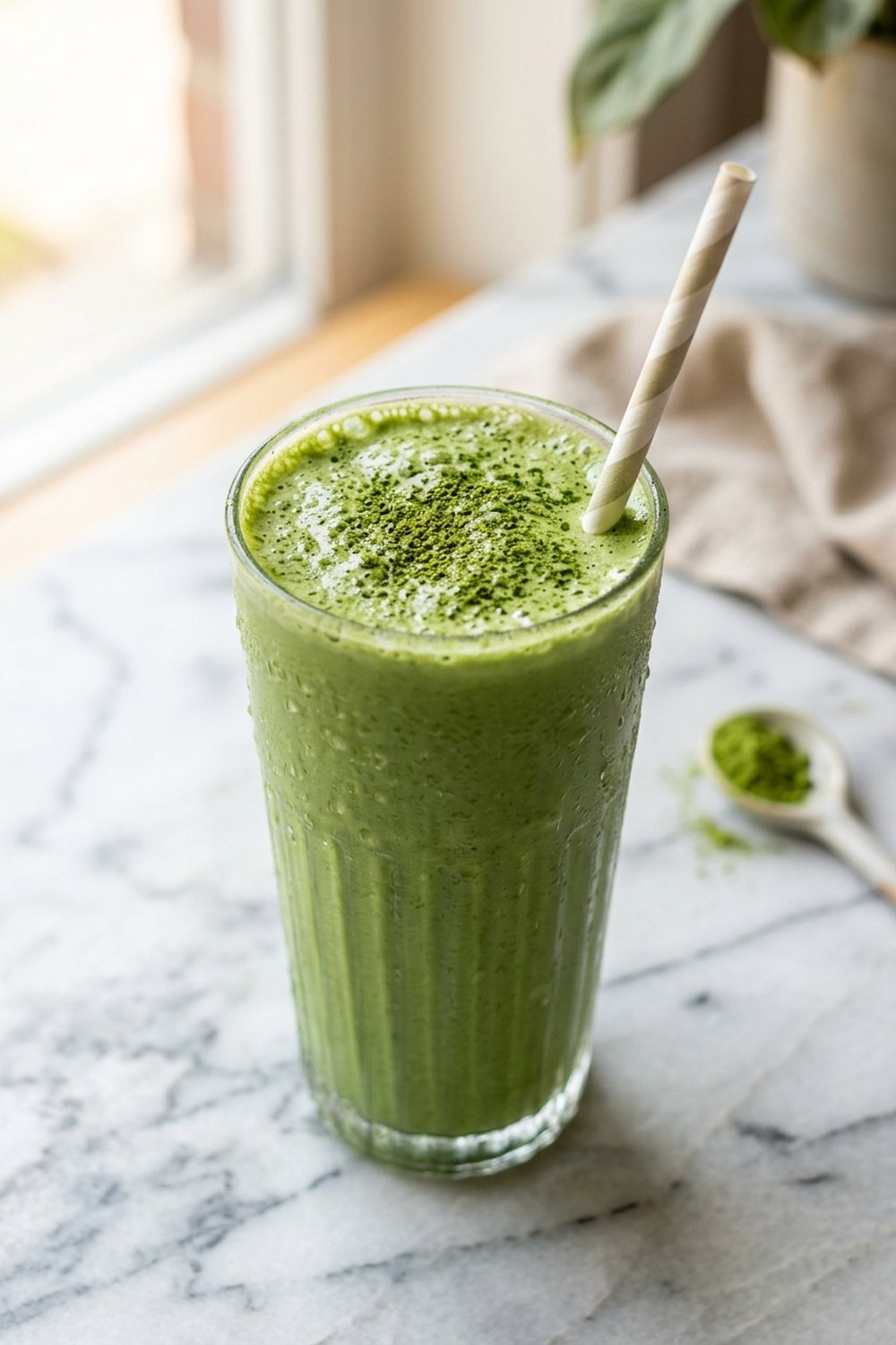 Matcha Green Smoothie close up