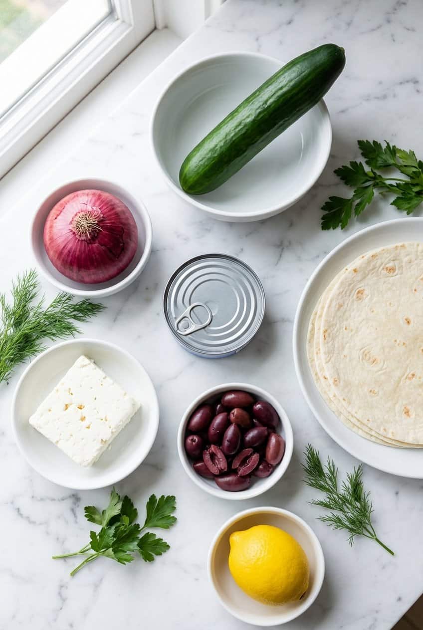 Ingredients for Mediterranean Tuna Wrap