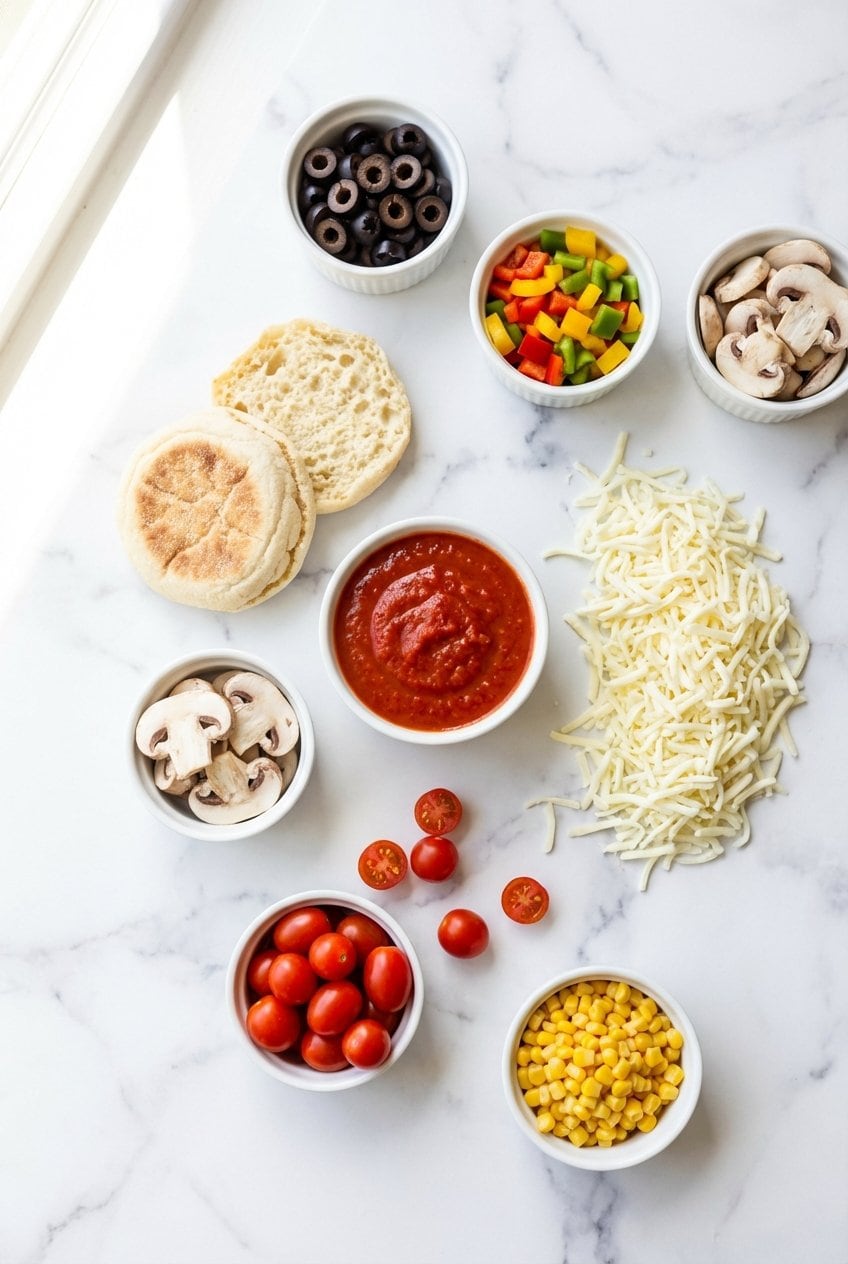 Ingredients for mini pizza faces