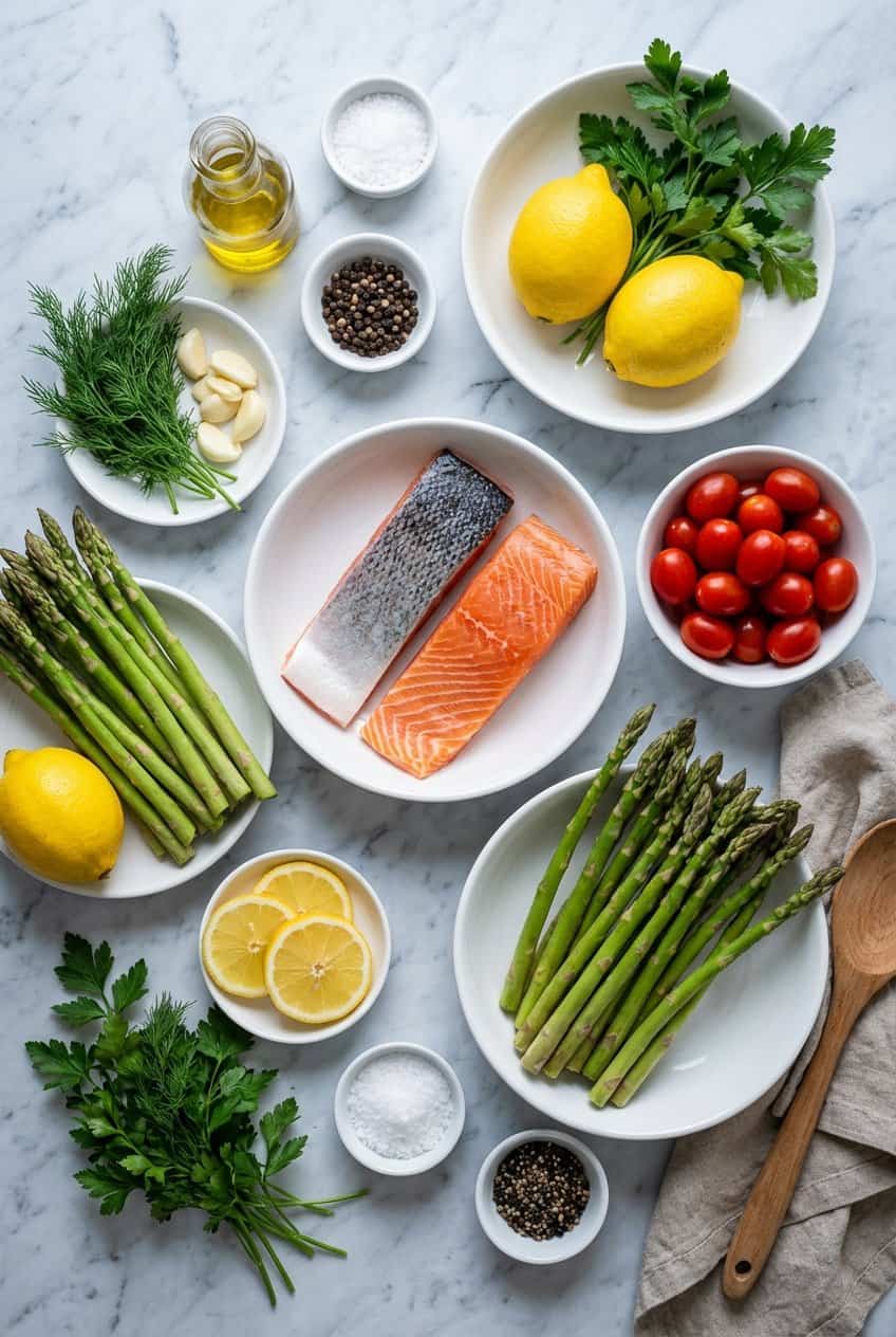 Ingredients for One Pan Lemon Herb Salmon