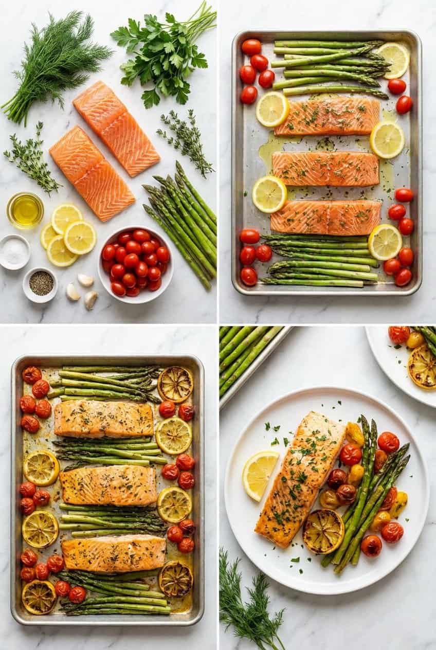Step by step process for making One Pan Lemon Herb Salmon