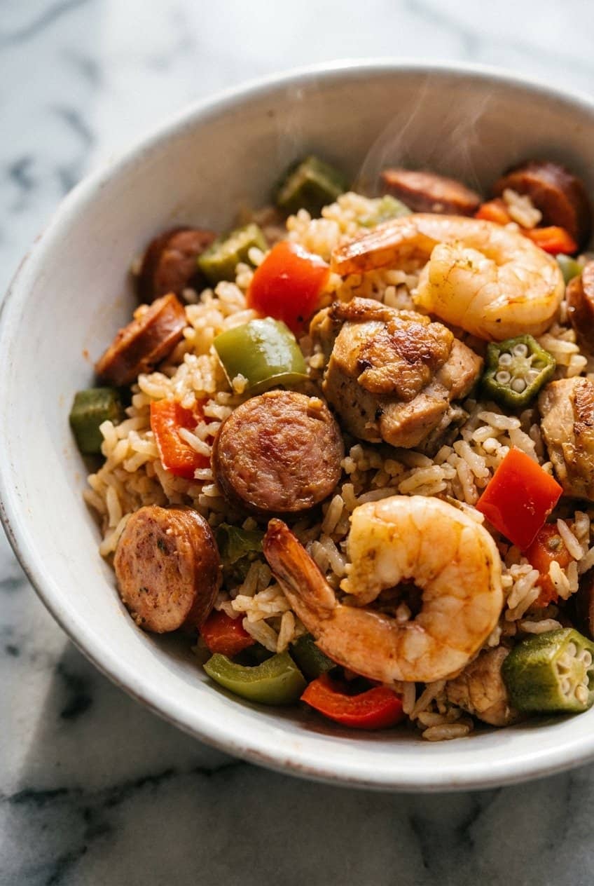 Close up of One Pot Jambalaya