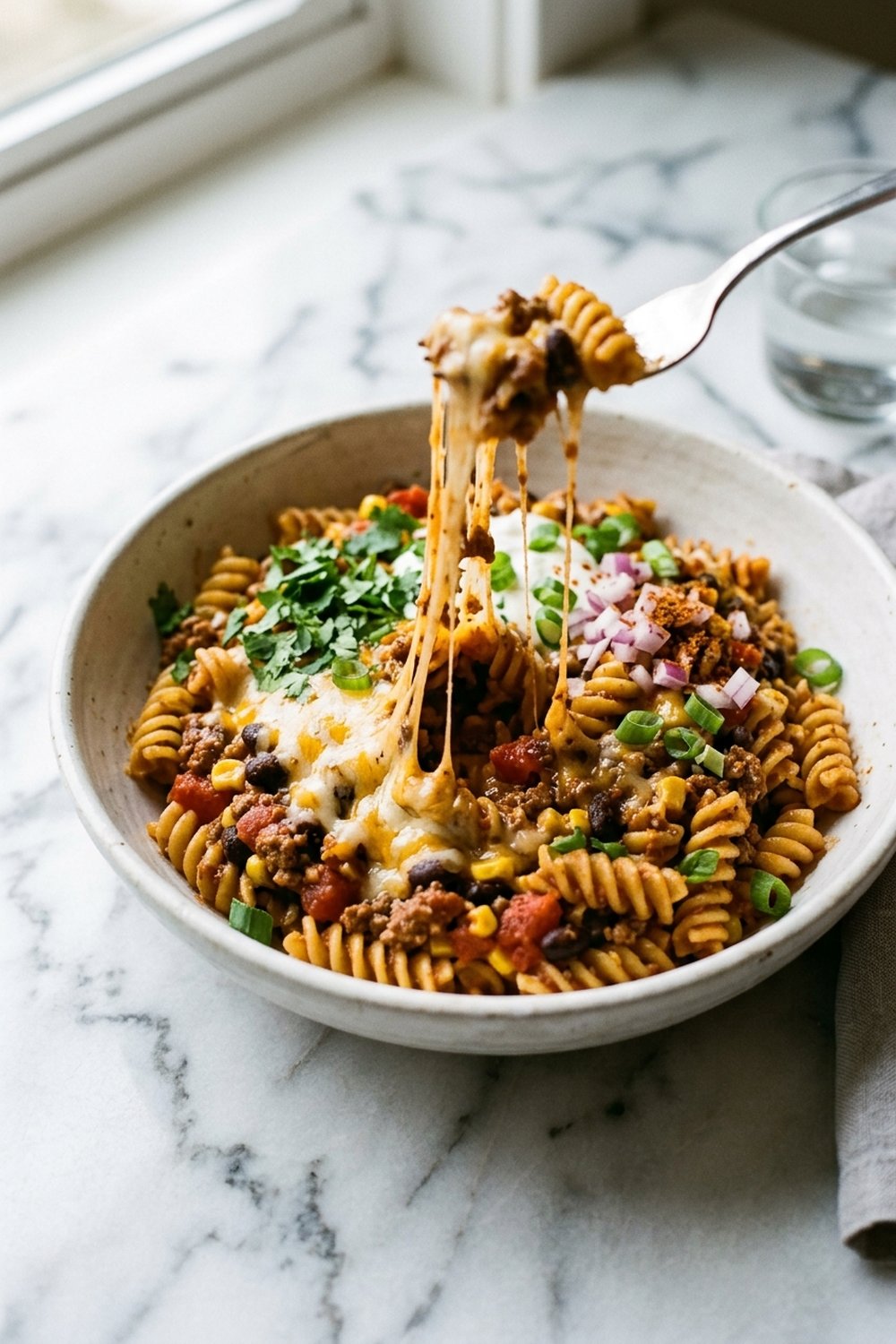 One Pot Taco Pasta close up