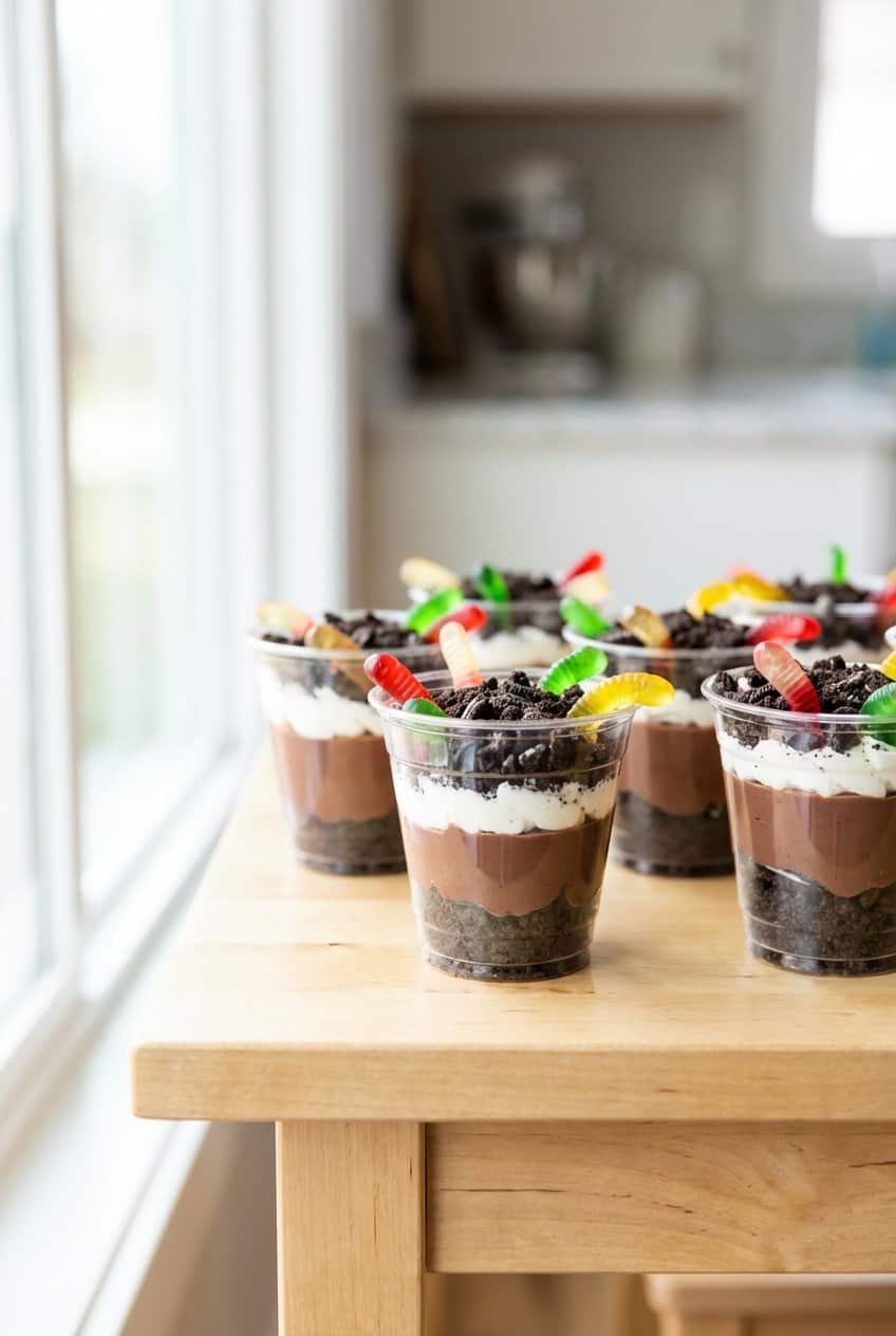 Oreo dirt cups with gummy worms
