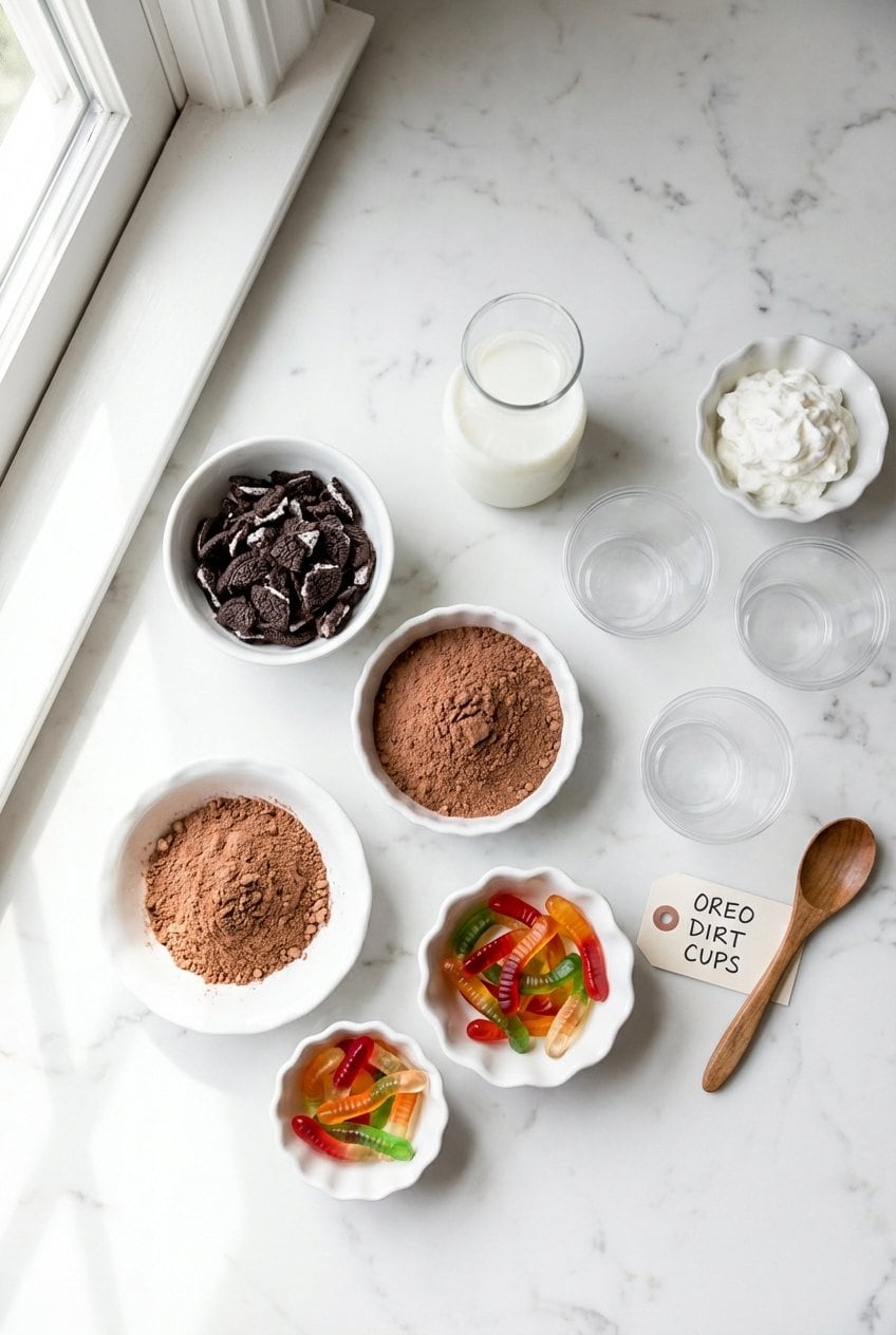 Ingredients for Oreo dirt cups