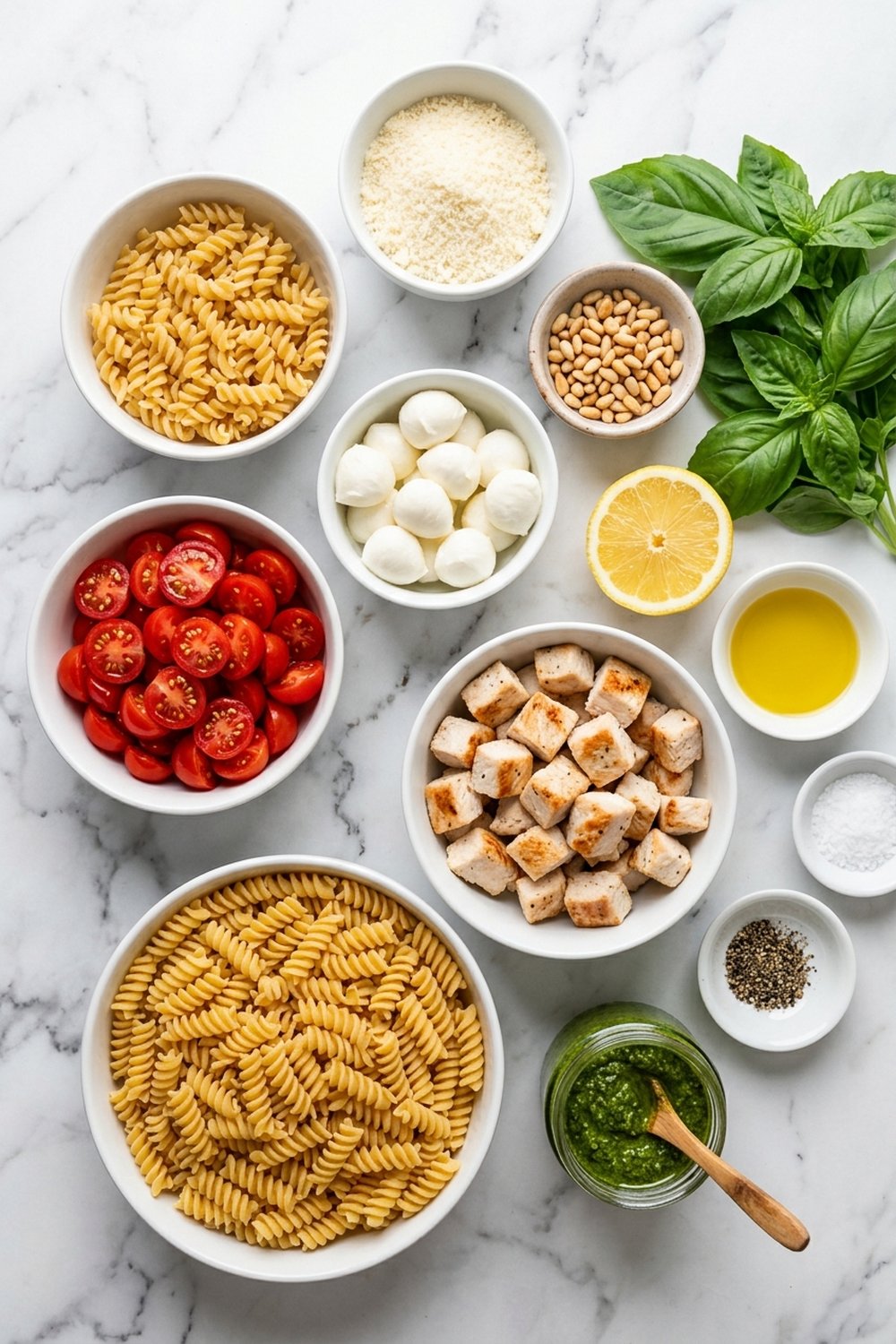 Pesto Chicken Pasta Salad ingredients