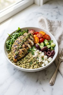 Pesto Chicken Quinoa Bowls