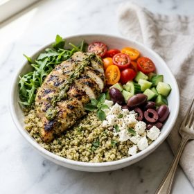 Pesto Chicken Quinoa Bowls