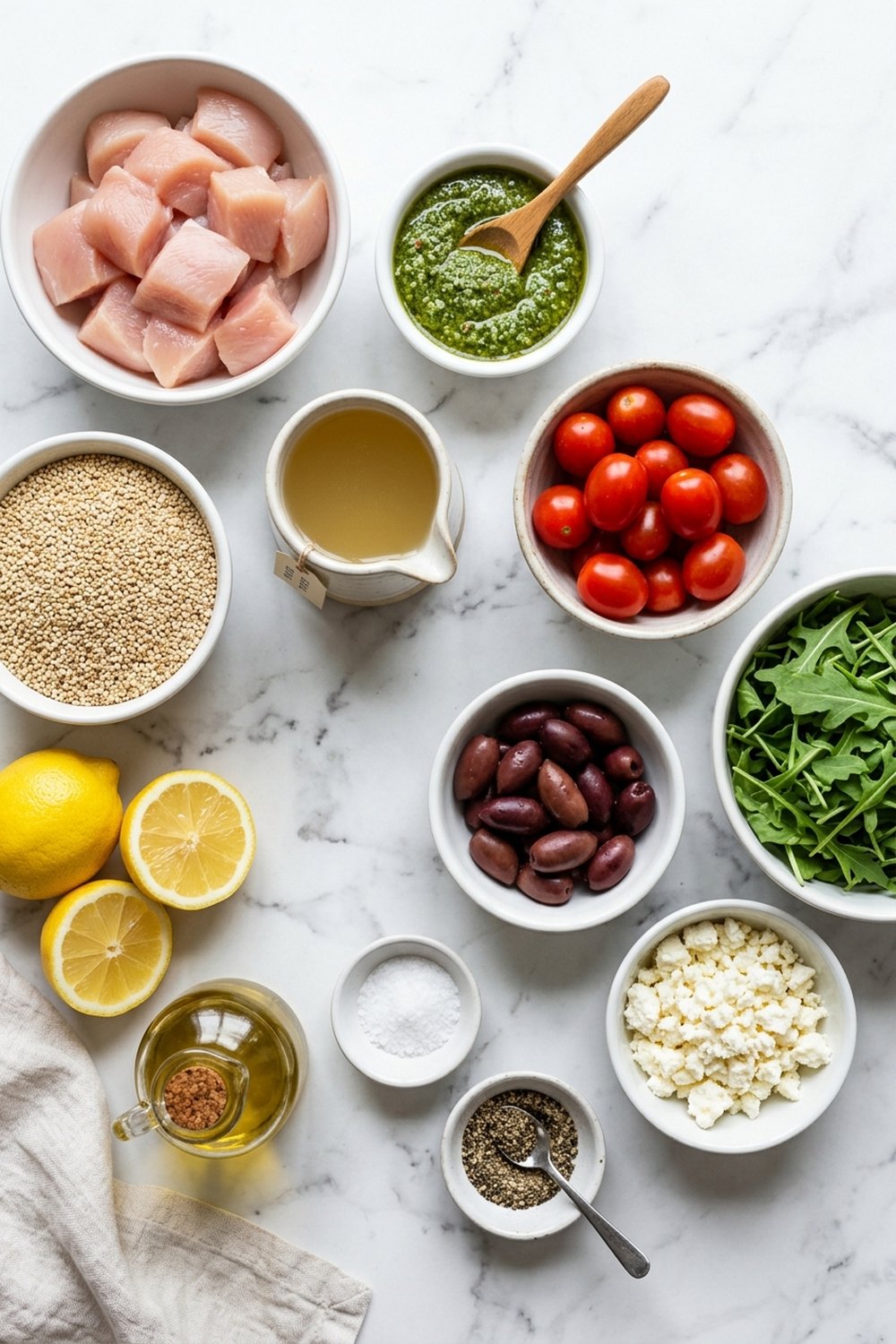 Pesto Chicken Quinoa Bowls ingredients