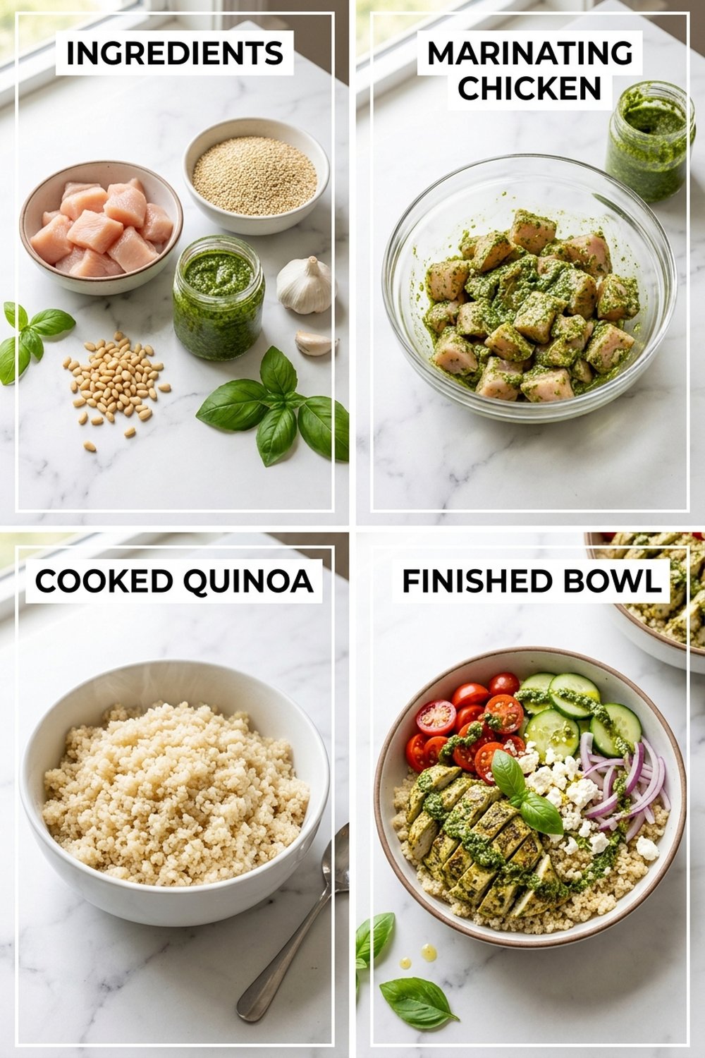 How to make Pesto Chicken Quinoa Bowls