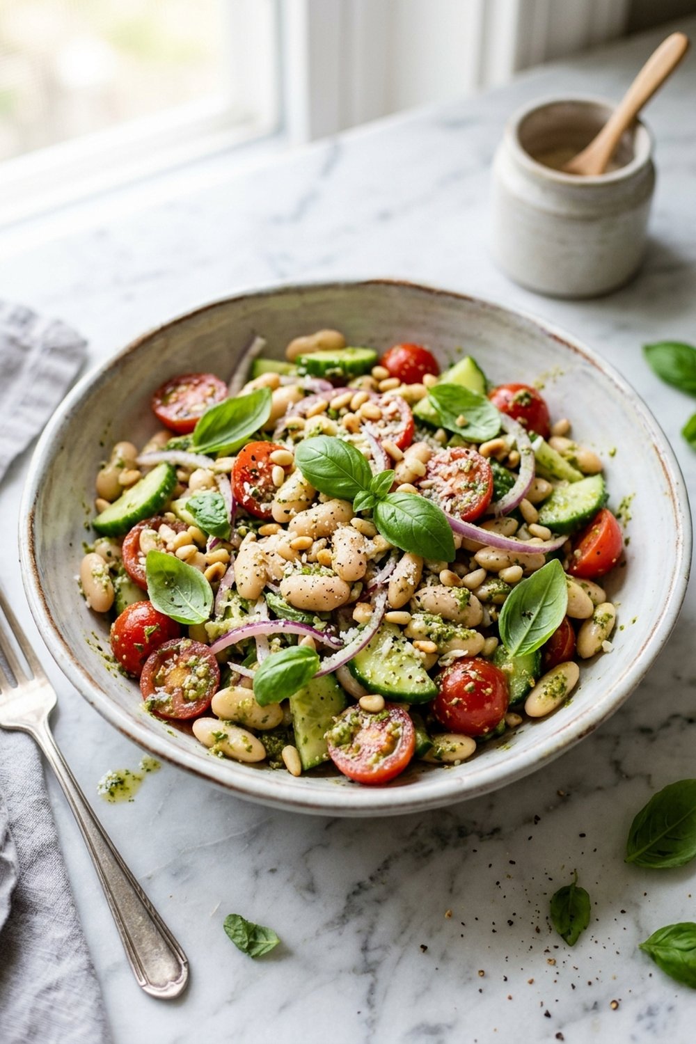 Pesto White Bean Salad hero shot