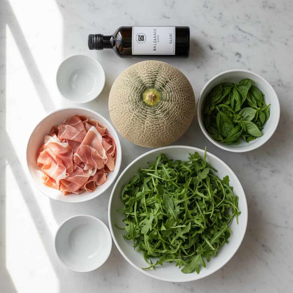 Ingredients for prosciutto wrapped melon