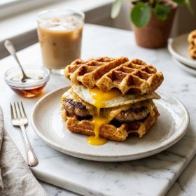 Protein Waffle Breakfast Sandwich