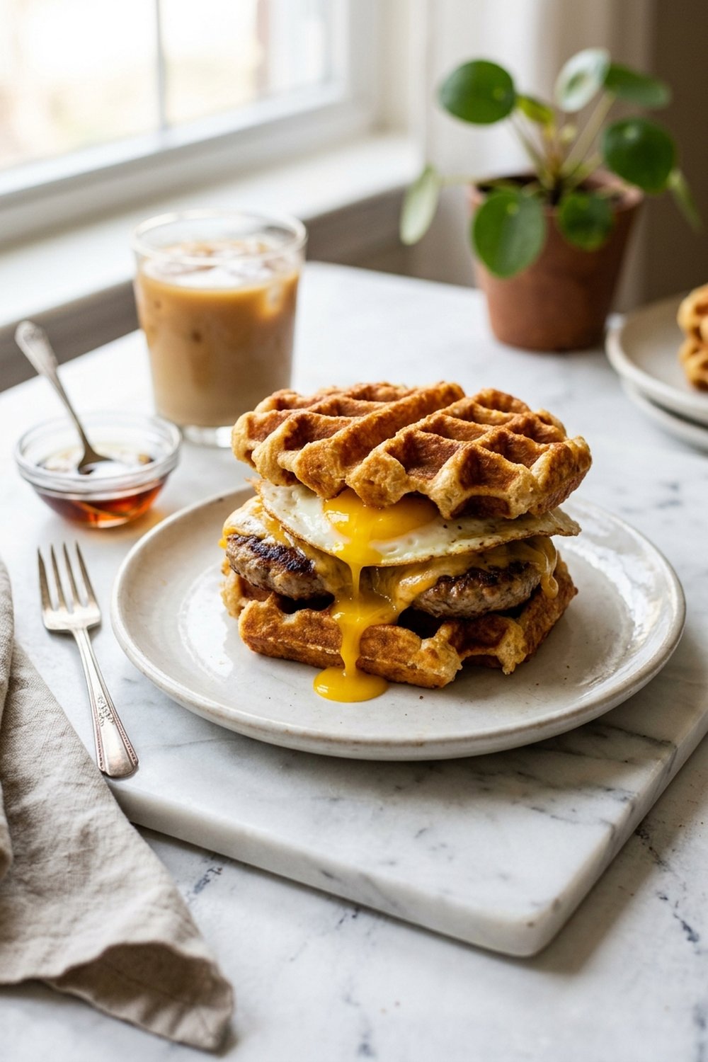Protein Waffle Breakfast Sandwich