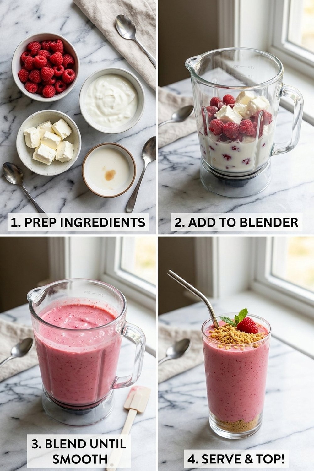 How to make Raspberry Cheesecake Smoothie