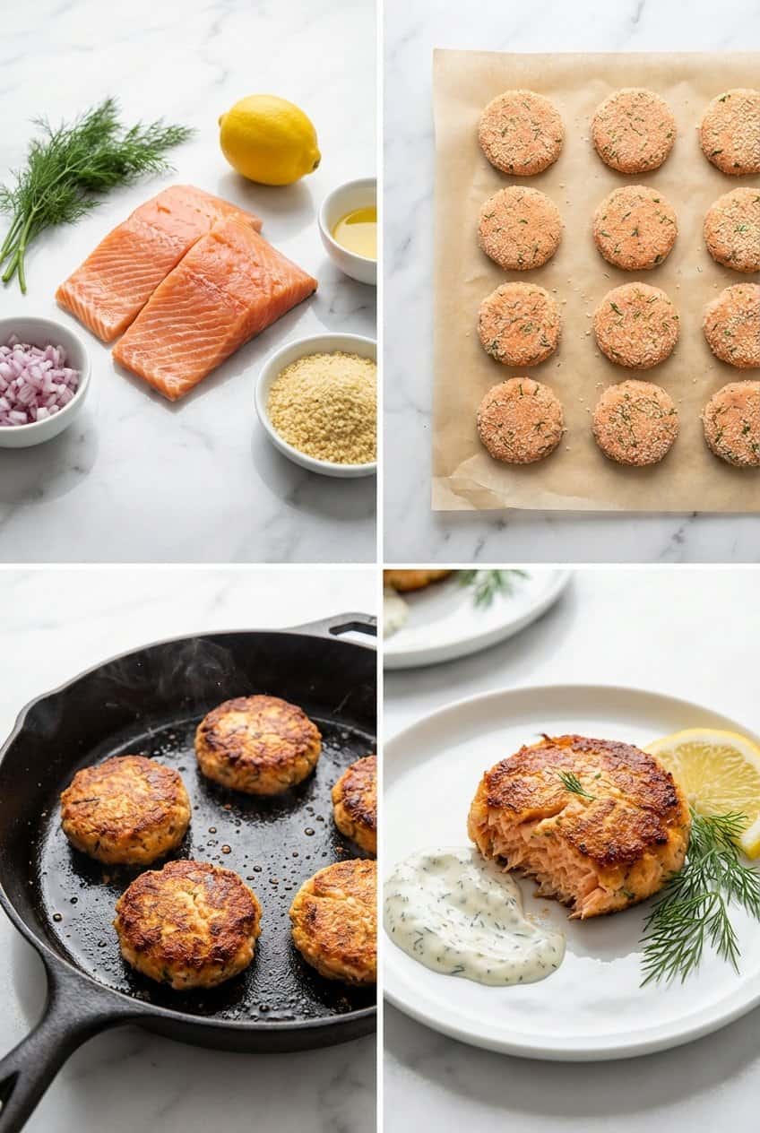 Step by step process for making Salmon Patties