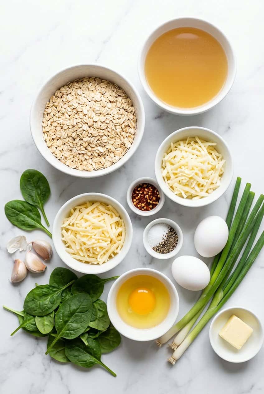 Ingredients for Savory Oatmeal with Egg