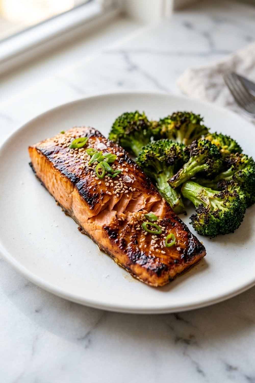 Sheet Pan Miso Butter Salmon close up