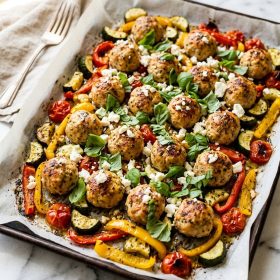 Sheet Pan Turkey Meatballs and Veggies