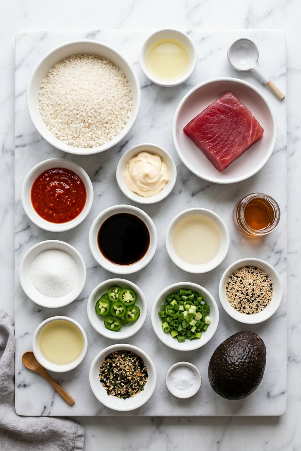 Ingredients for Spicy Tuna Crispy Rice Bites