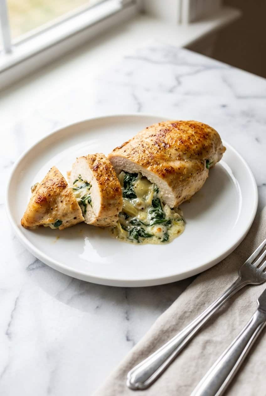 Spinach Artichoke Stuffed Chicken hero shot