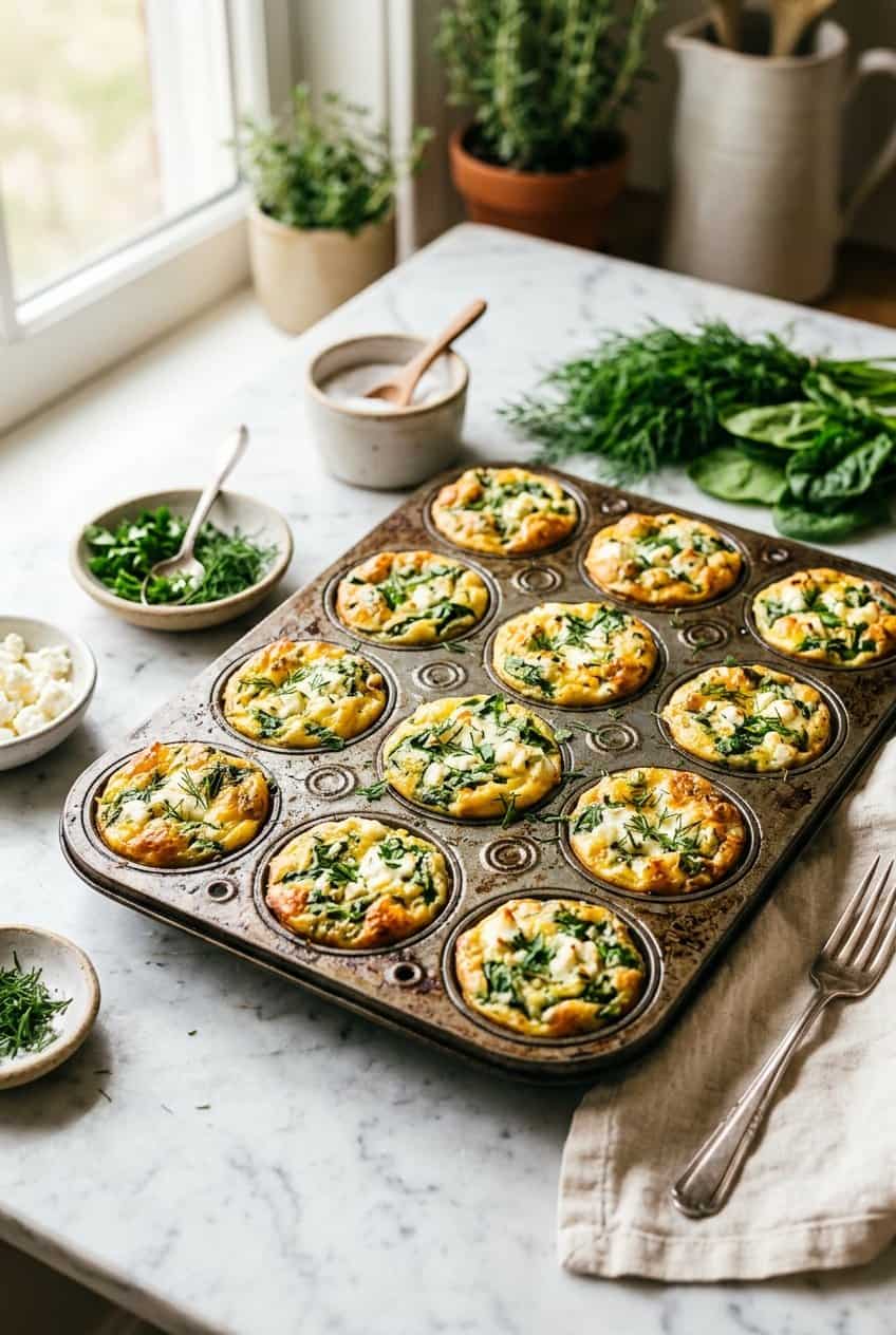 Spinach feta egg cups hero shot