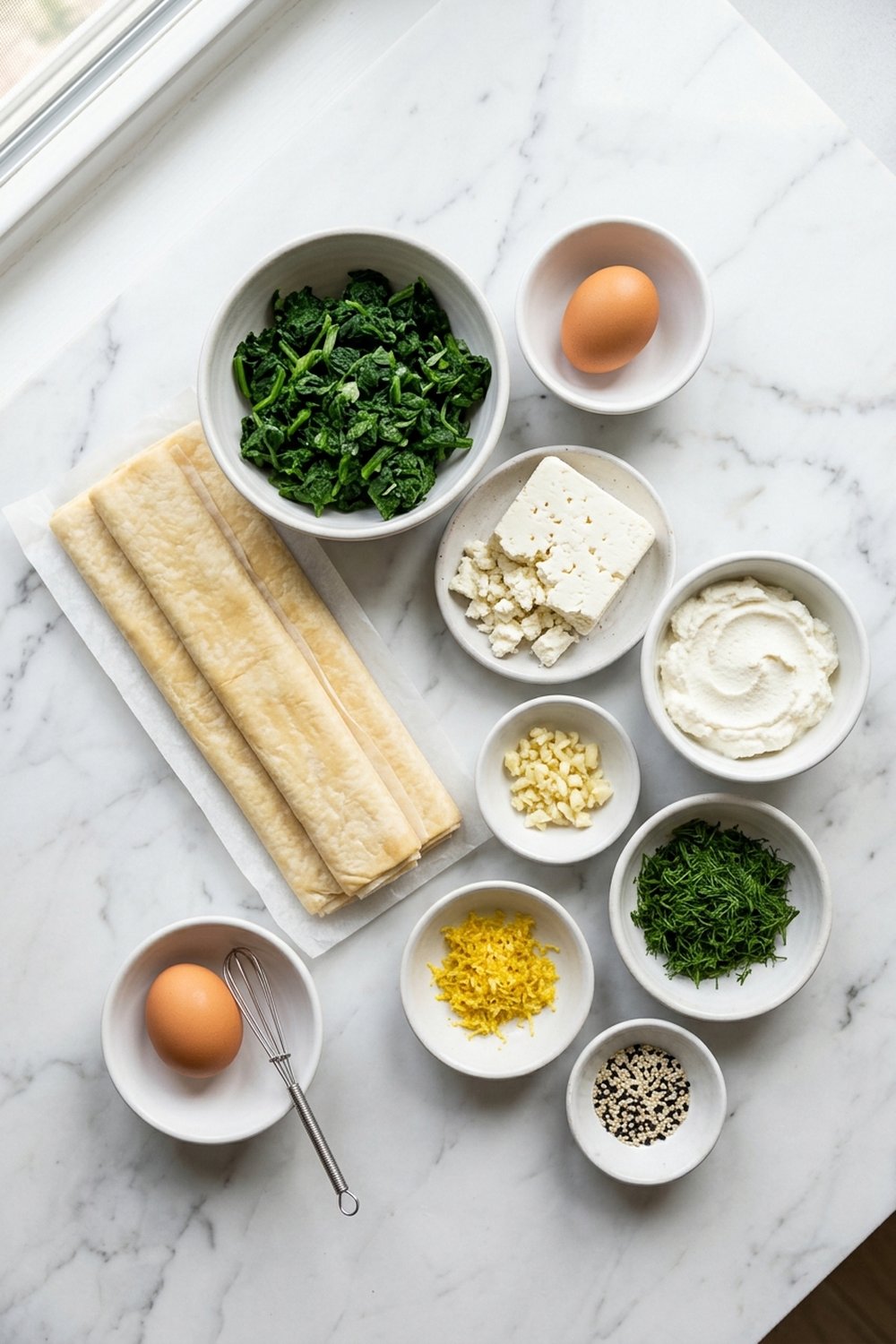 Spinach Feta Pinwheels ingredients