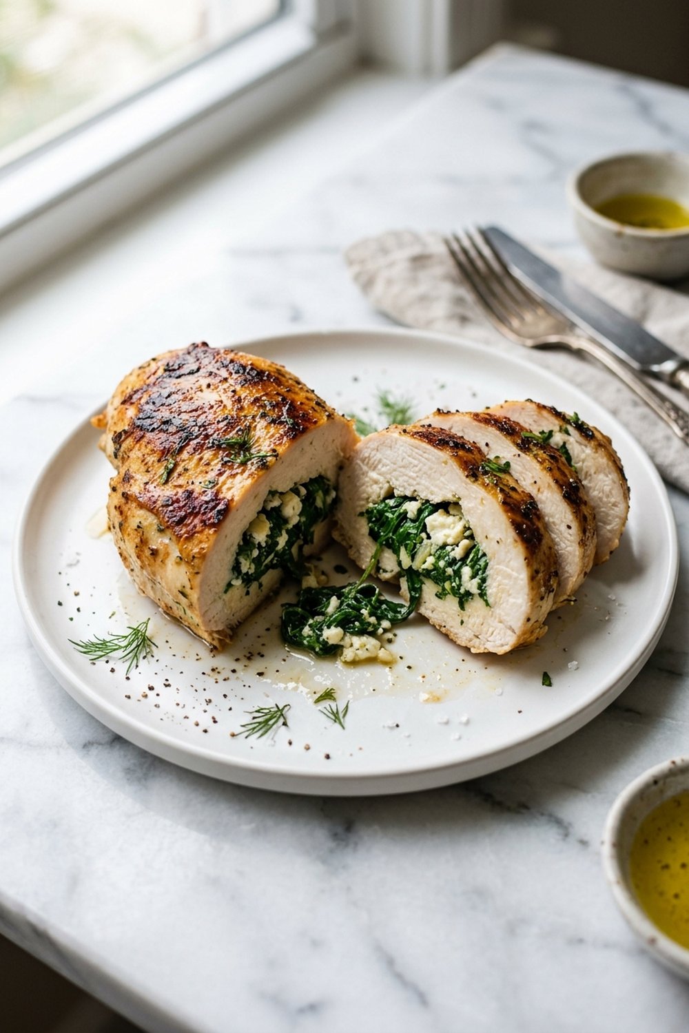 Spinach Feta Stuffed Chicken close up