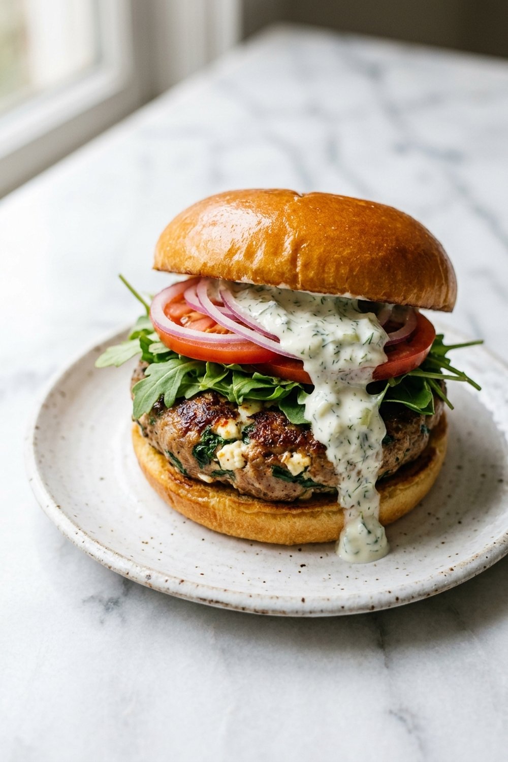 Spinach Feta Turkey Burgers hero shot