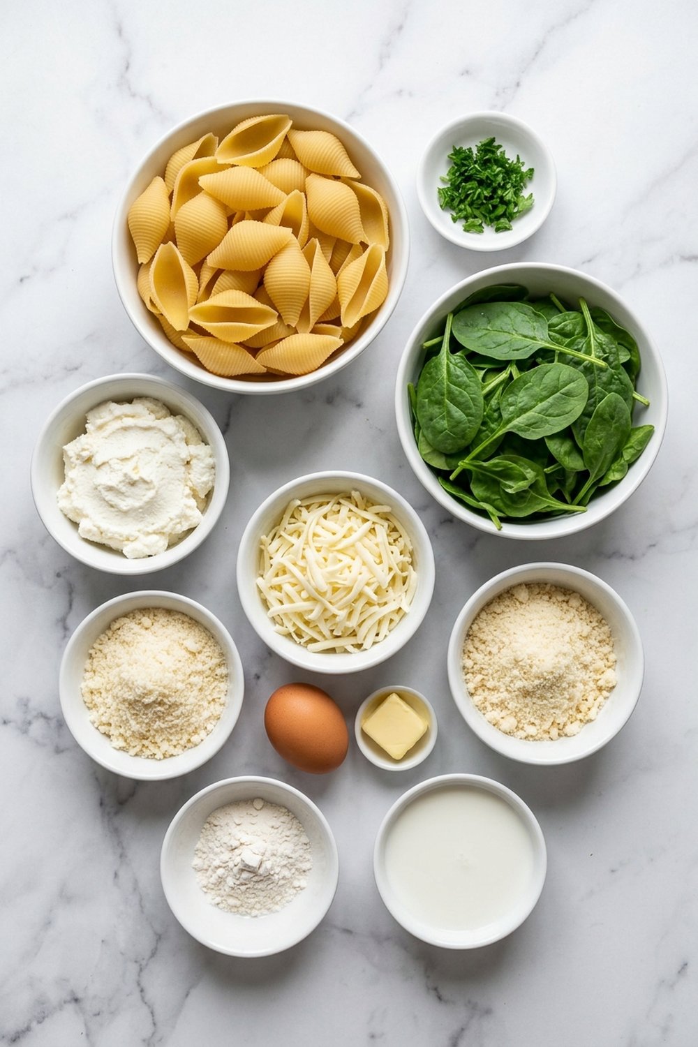 Spinach Ricotta Stuffed Pasta Shells ingredients