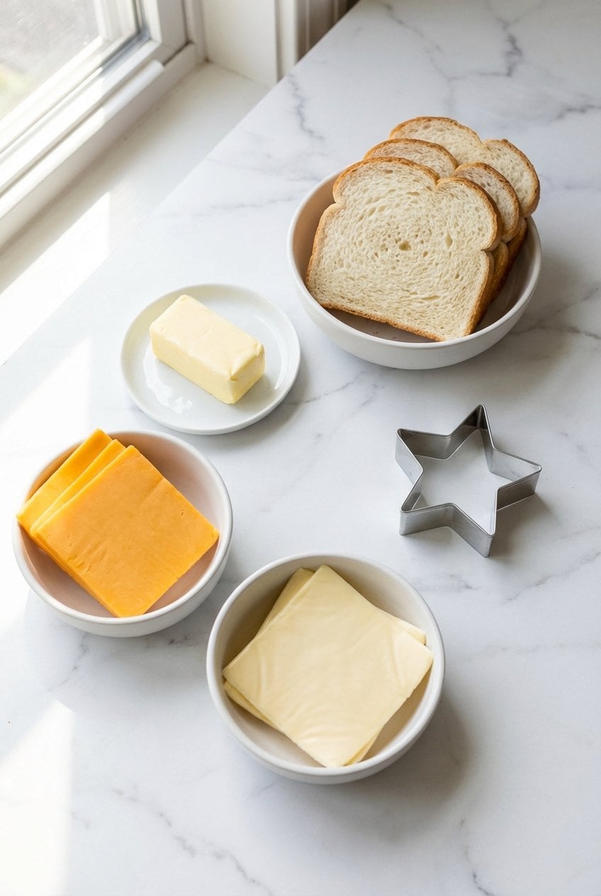 Ingredients for star shaped grilled cheese