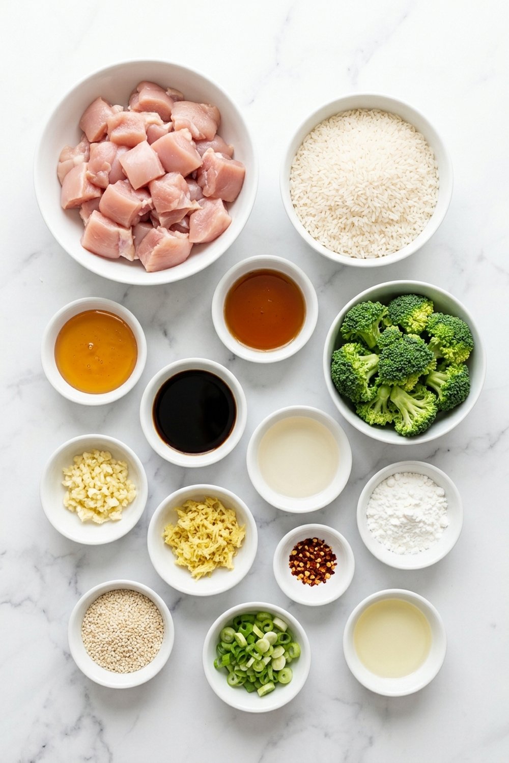Ingredients for Sticky Honey Chicken Bowls