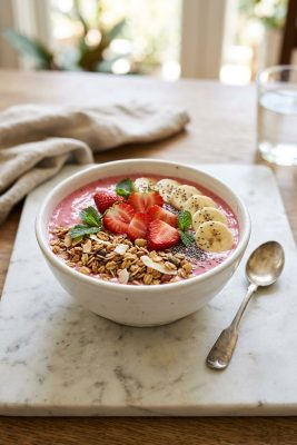Strawberry Banana Protein Smoothie Bowl