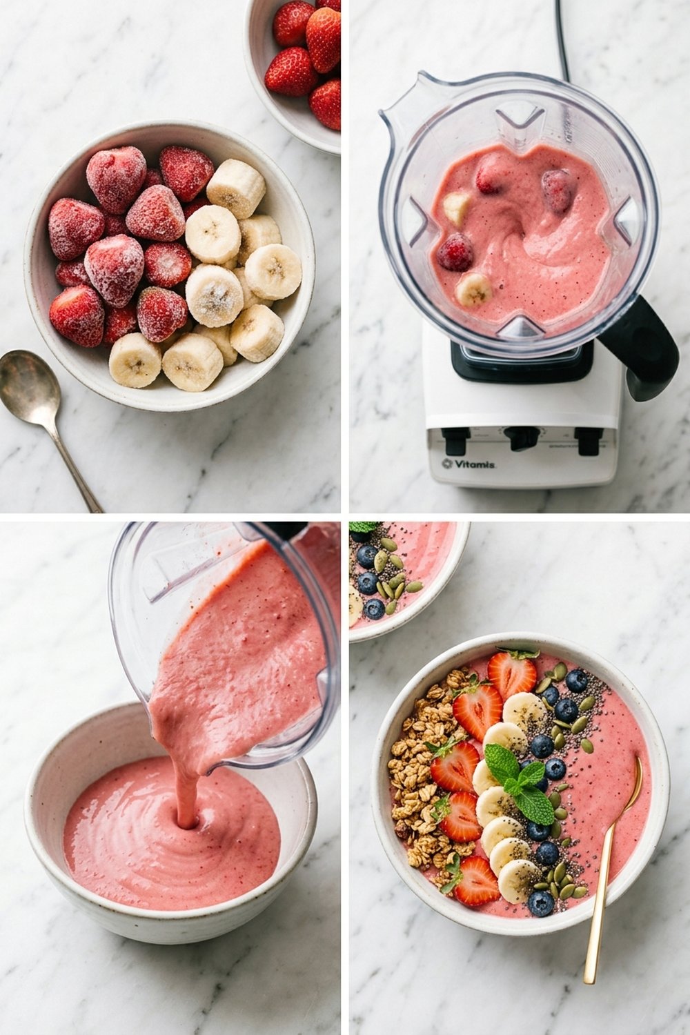 How to make Strawberry Banana Protein Smoothie Bowl