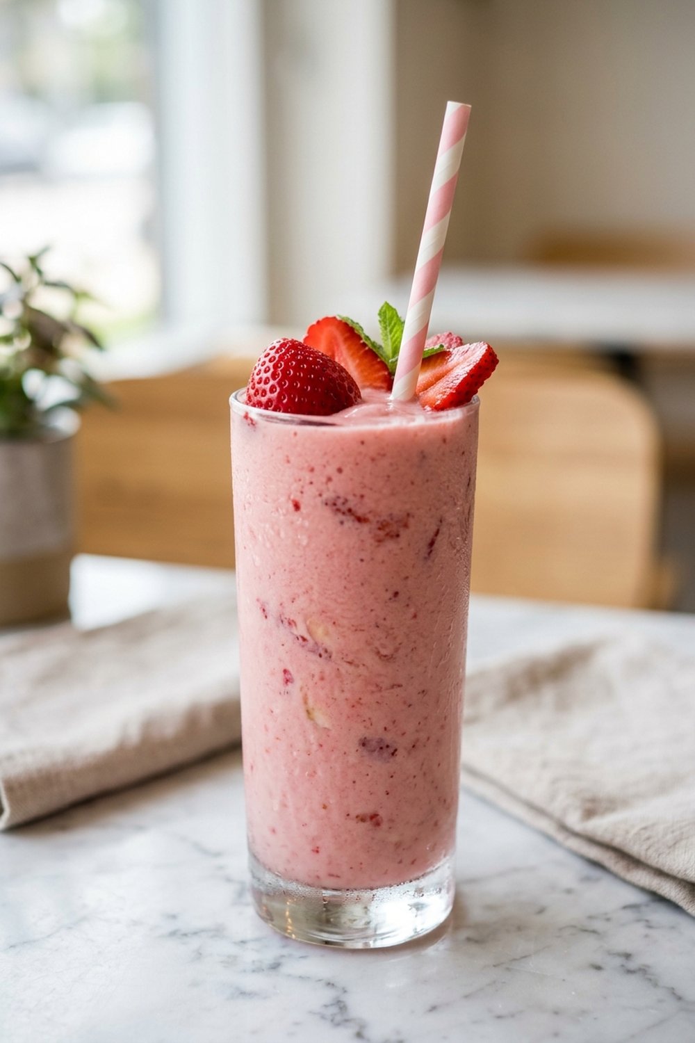 Strawberry Banana Smoothie close up