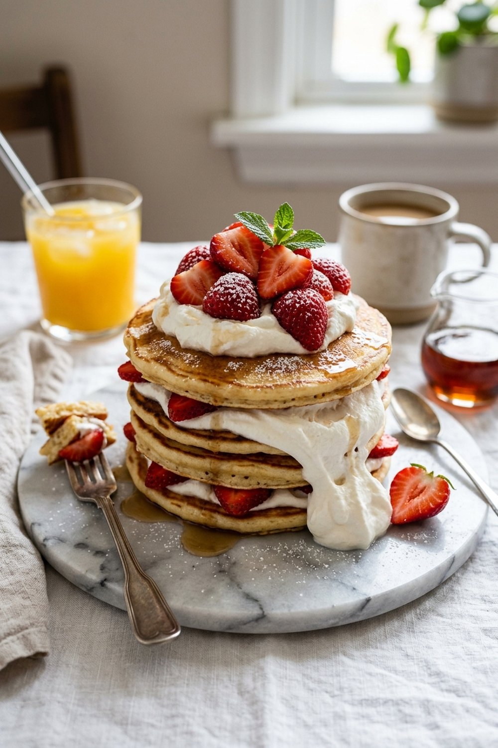 Strawberry Shortcake Protein Pancakes