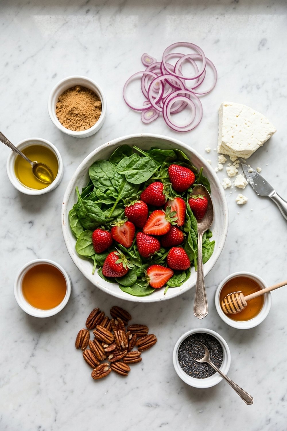 Strawberry Spinach Salad ingredients