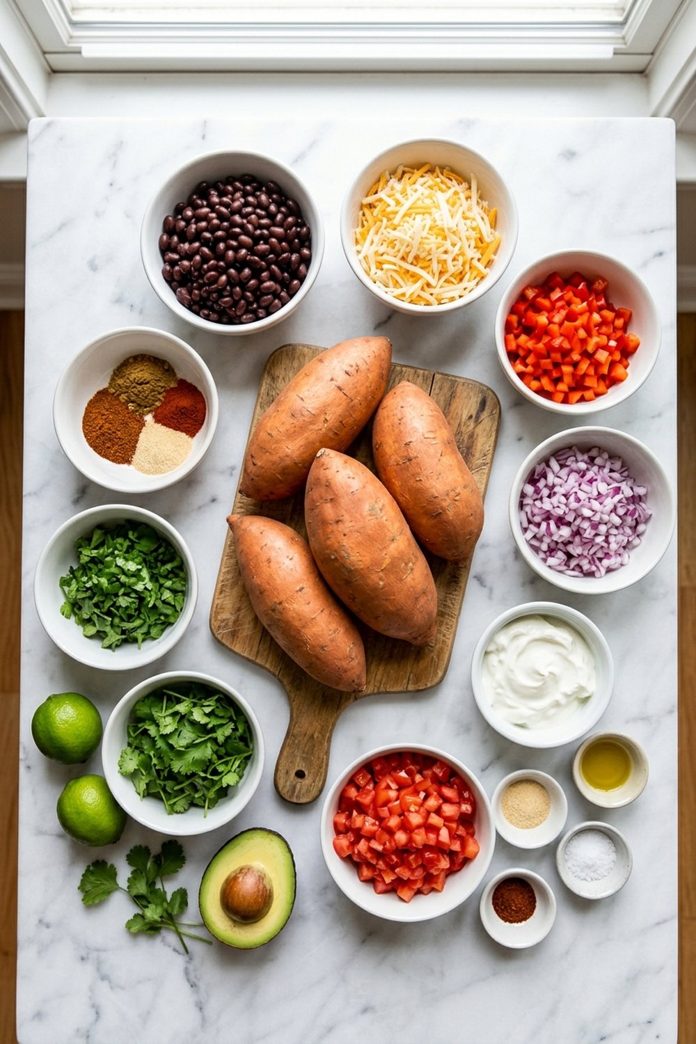 Ingredients for Black Bean Stuffed Sweet Potatoes