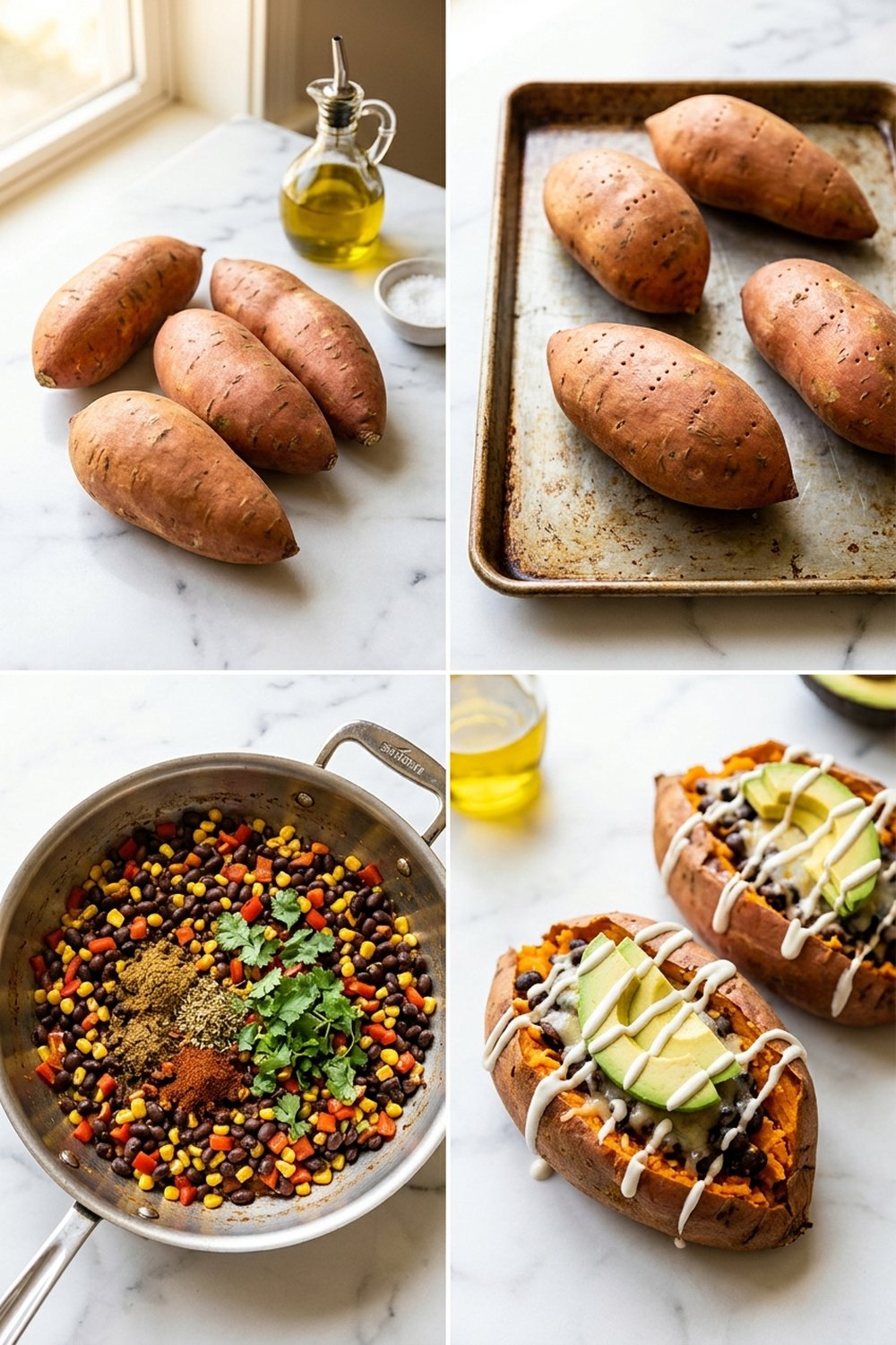 Step by step Black Bean Stuffed Sweet Potatoes