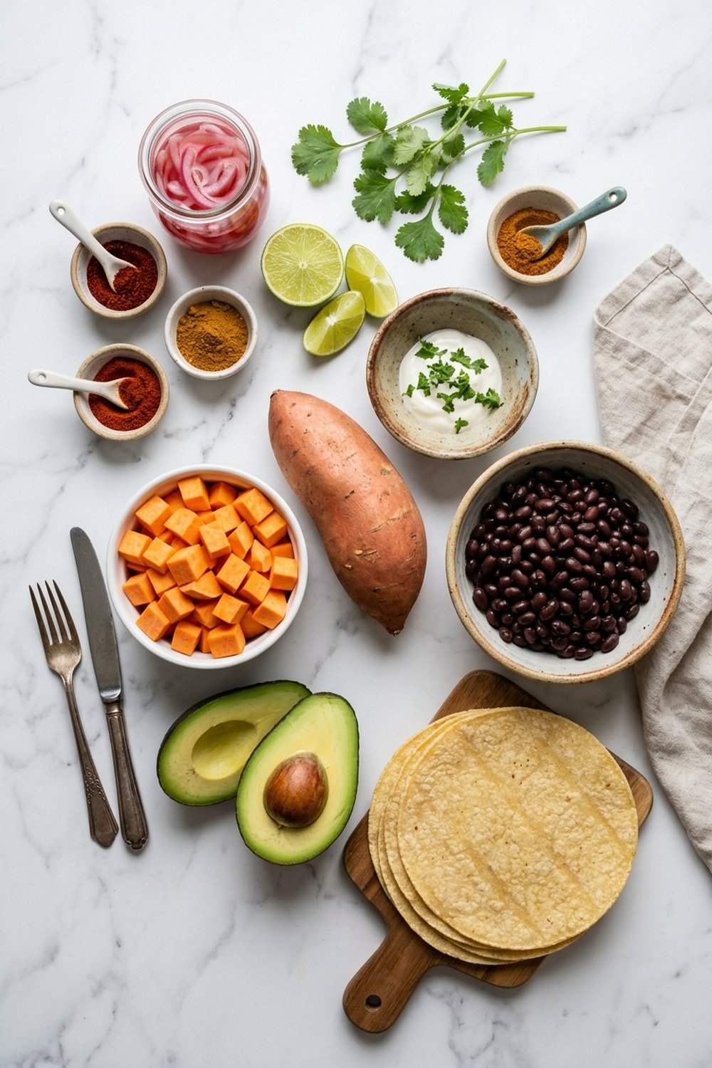 Sweet Potato Black Bean Tacos ingredients