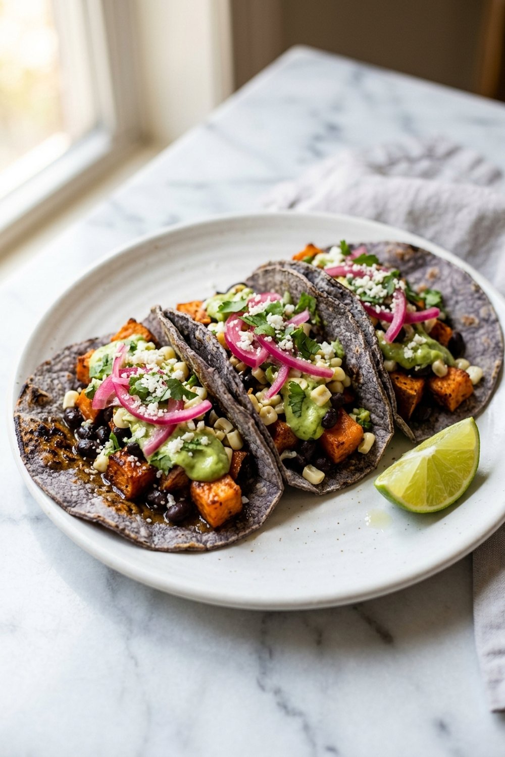 Sweet Potato Black Bean Tacos close up