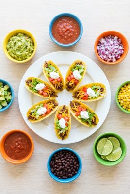 Kids taco bar with mini taco shells