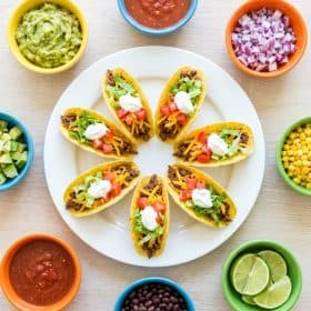Kids taco bar with mini taco shells