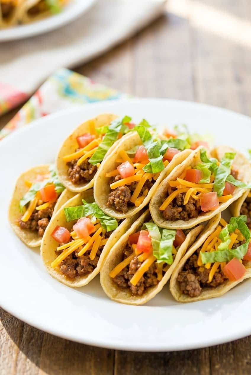 Close up of mini tacos for kids