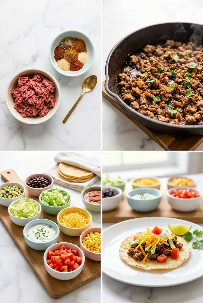 Step by step making kids taco bar