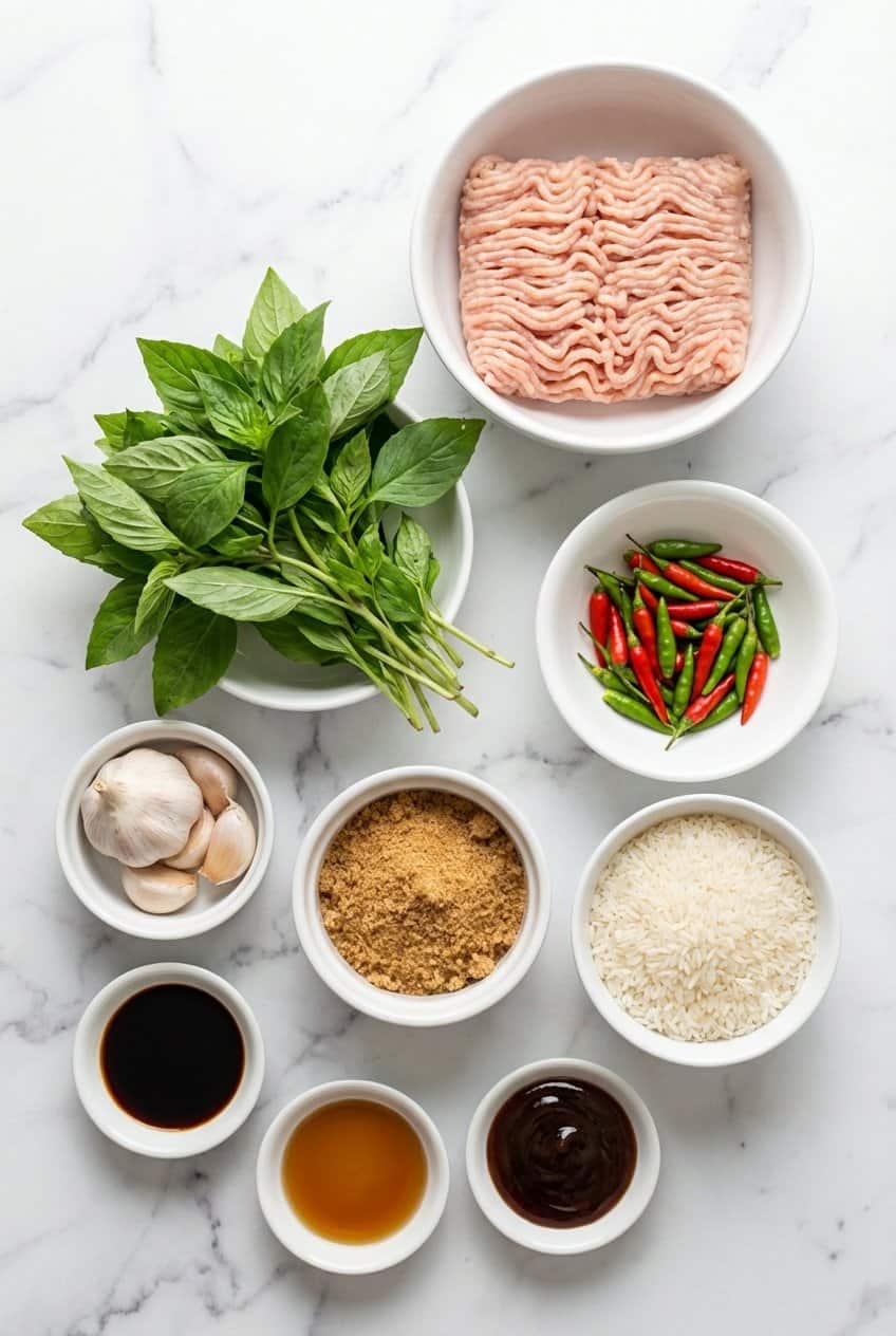 Ingredients for Thai Basil Ground Chicken