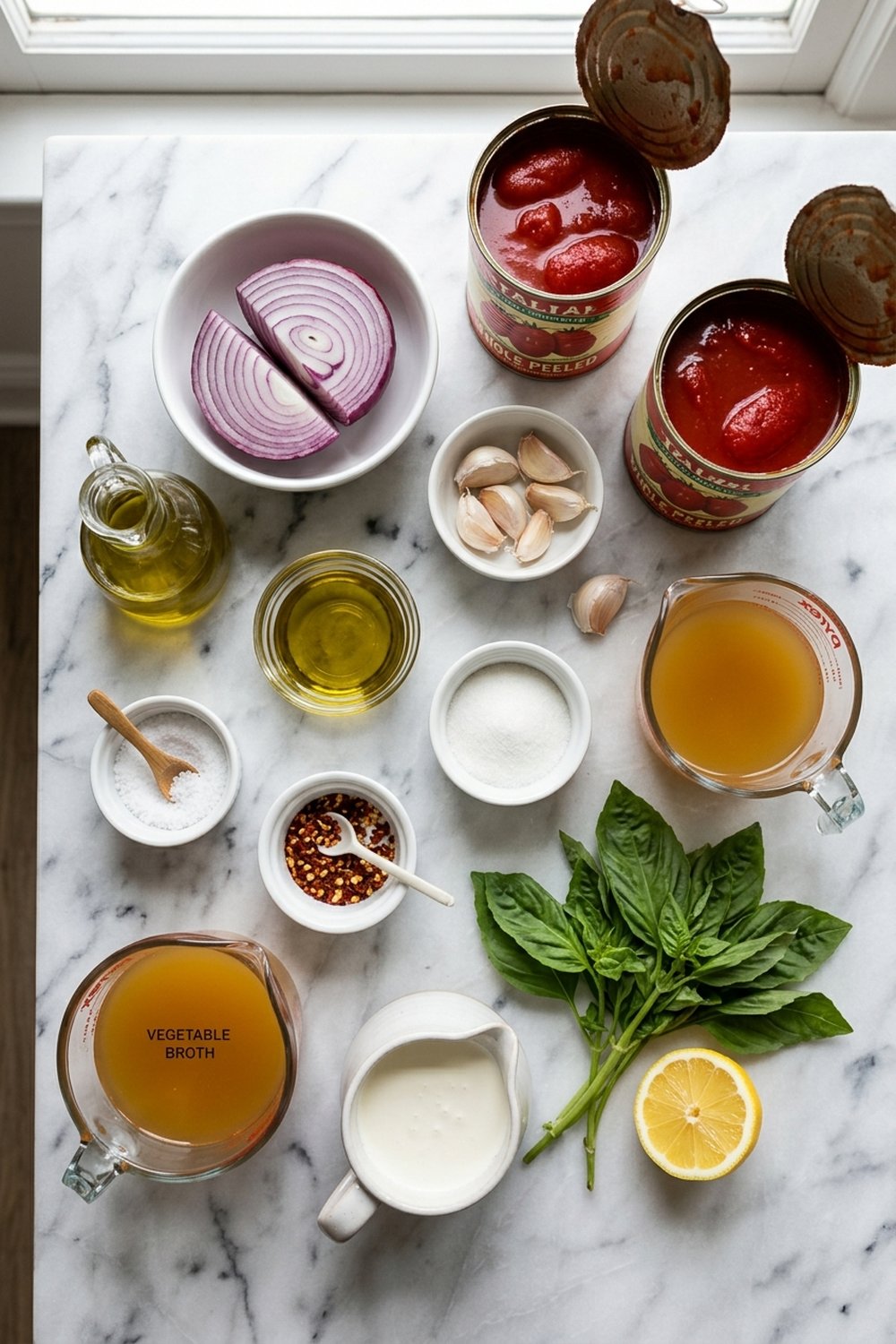 Tomato Basil Soup ingredients