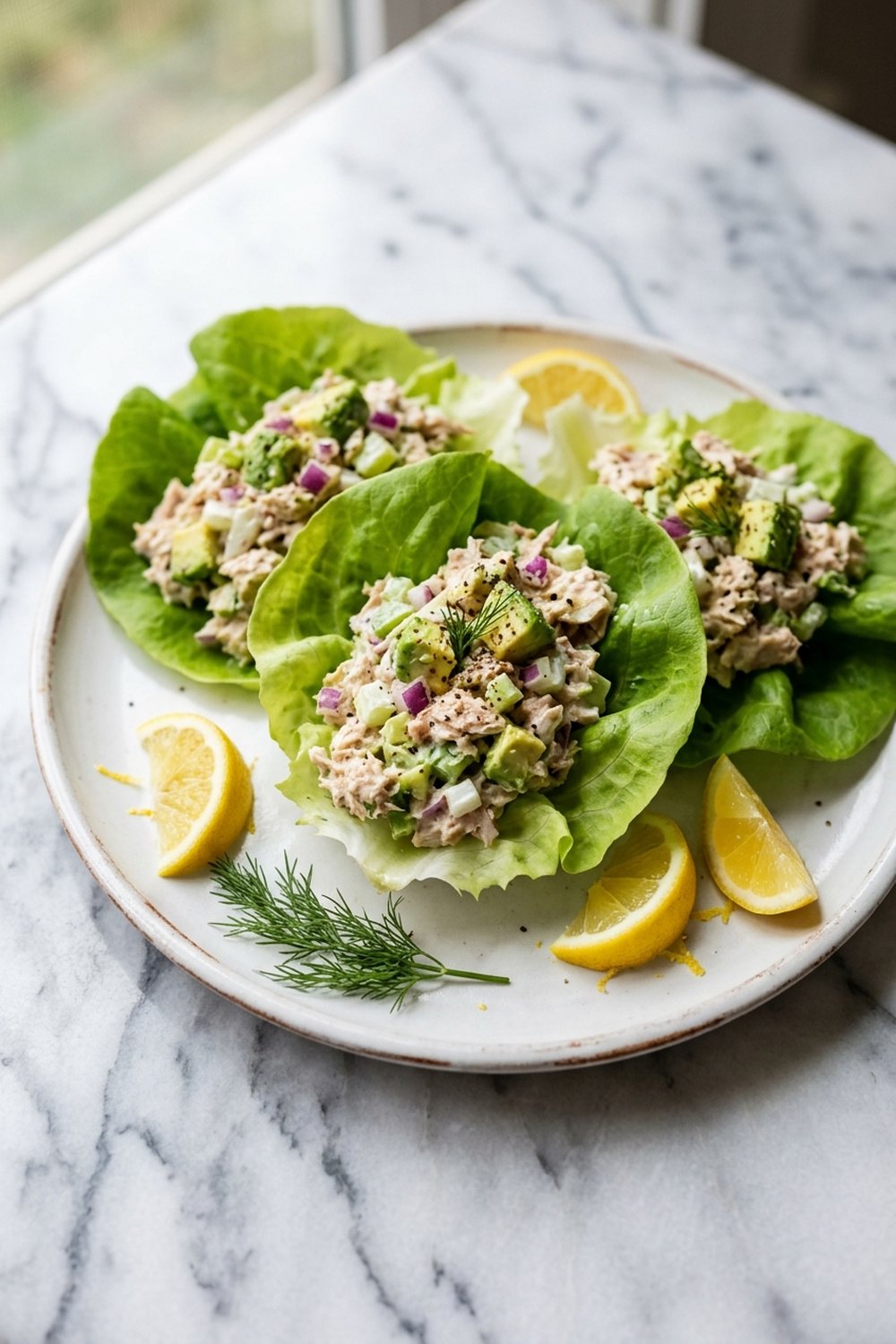 Tuna Avocado Salad Lettuce Wraps hero shot
